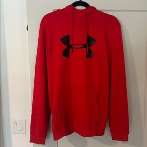 Under ArmorRed Hoodie with Black Logo